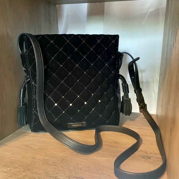 Fossil Handbags - Fossil Textile- Cowhide Leather crossbody Purse